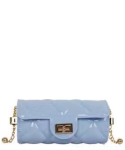 Diamond Quilted Cylinder Shape Crossbody Jelly Bag SP7163 BLUE